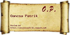 Oancsa Patrik névjegykártya